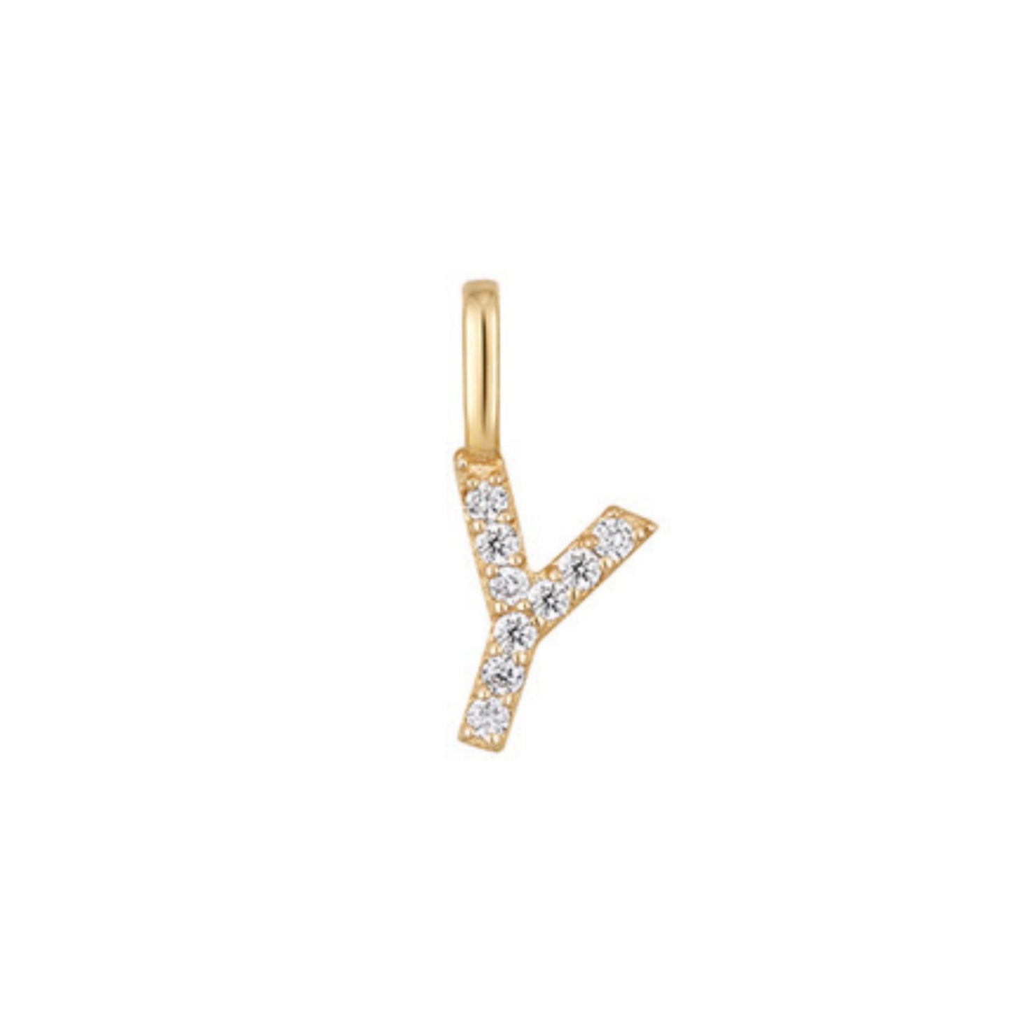 14K Gold Paved Initial Charm