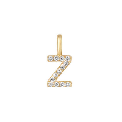 14K Gold Paved Initial Charm