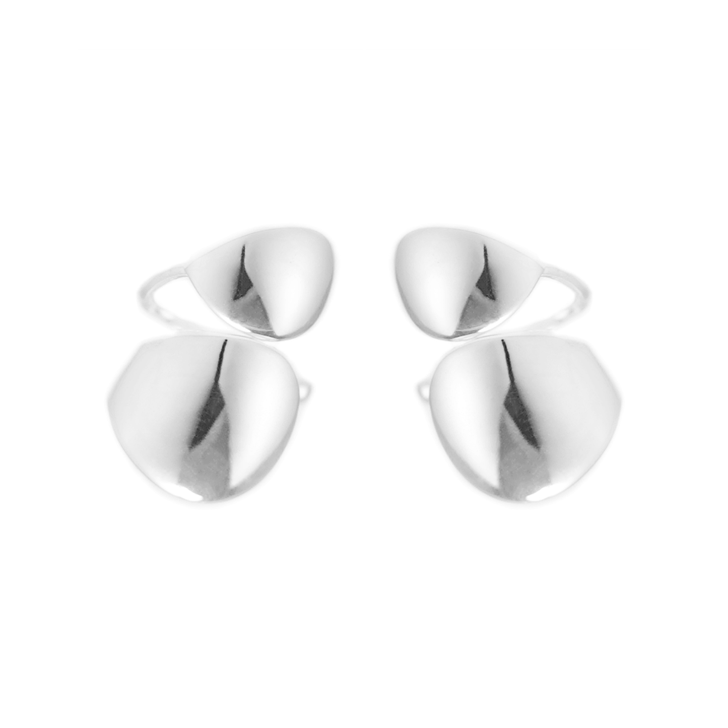 925 Sterling Silver Double Disc Dome No Piercing Clip-On Helix Earrings - sugarkittenlondon