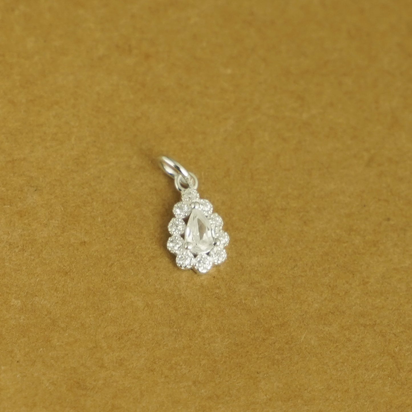 Sterling Silver Teardrop Halo CZ Pendant DIY Earrings Necklace Jewellery - sugarkittenlondon