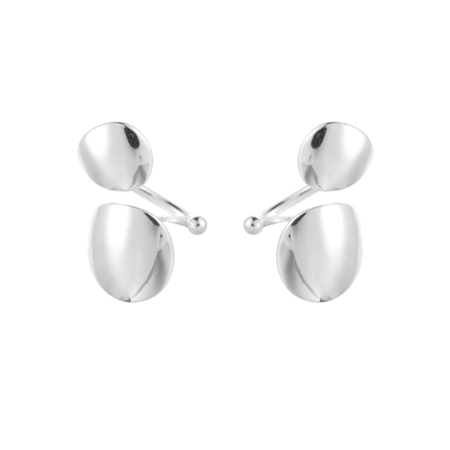 925 Sterling Silver Double Disc Dome No Piercing Clip-On Helix Earrings - sugarkittenlondon