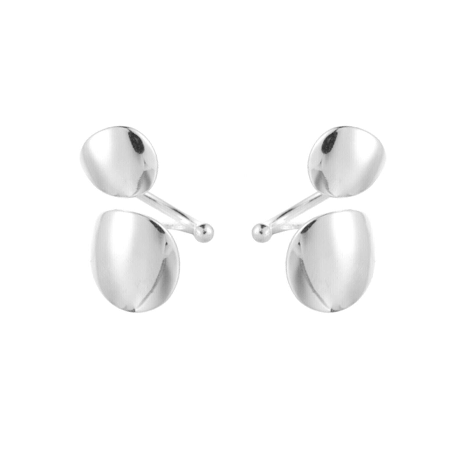 Sterling Silver Double Disc Dome No Piercing Clip Ear Cuff Edge Helix Earrings - sugarkittenlondon