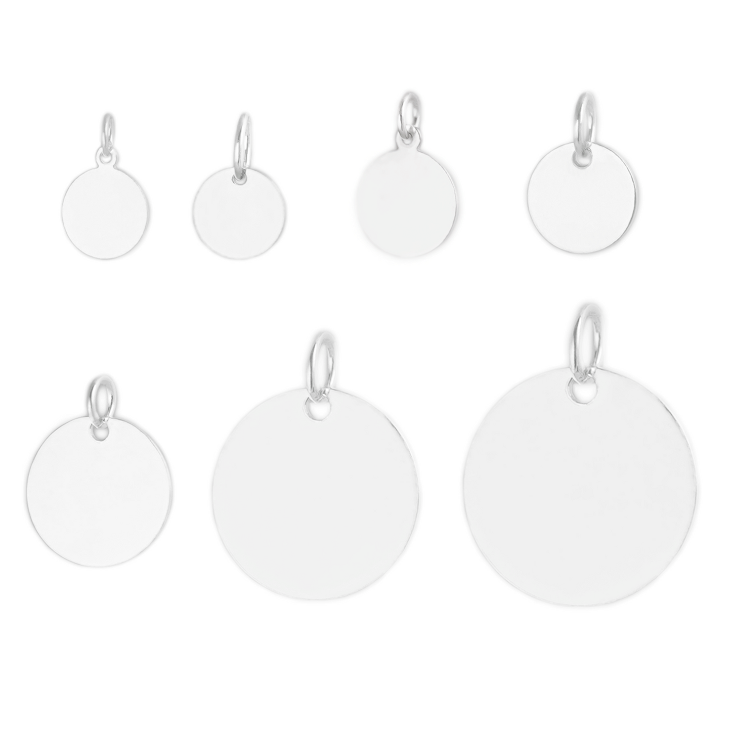 Sterling Silver Solid Pendant - Round Circle Disc, 8 - 20mm - sugarkittenlondon