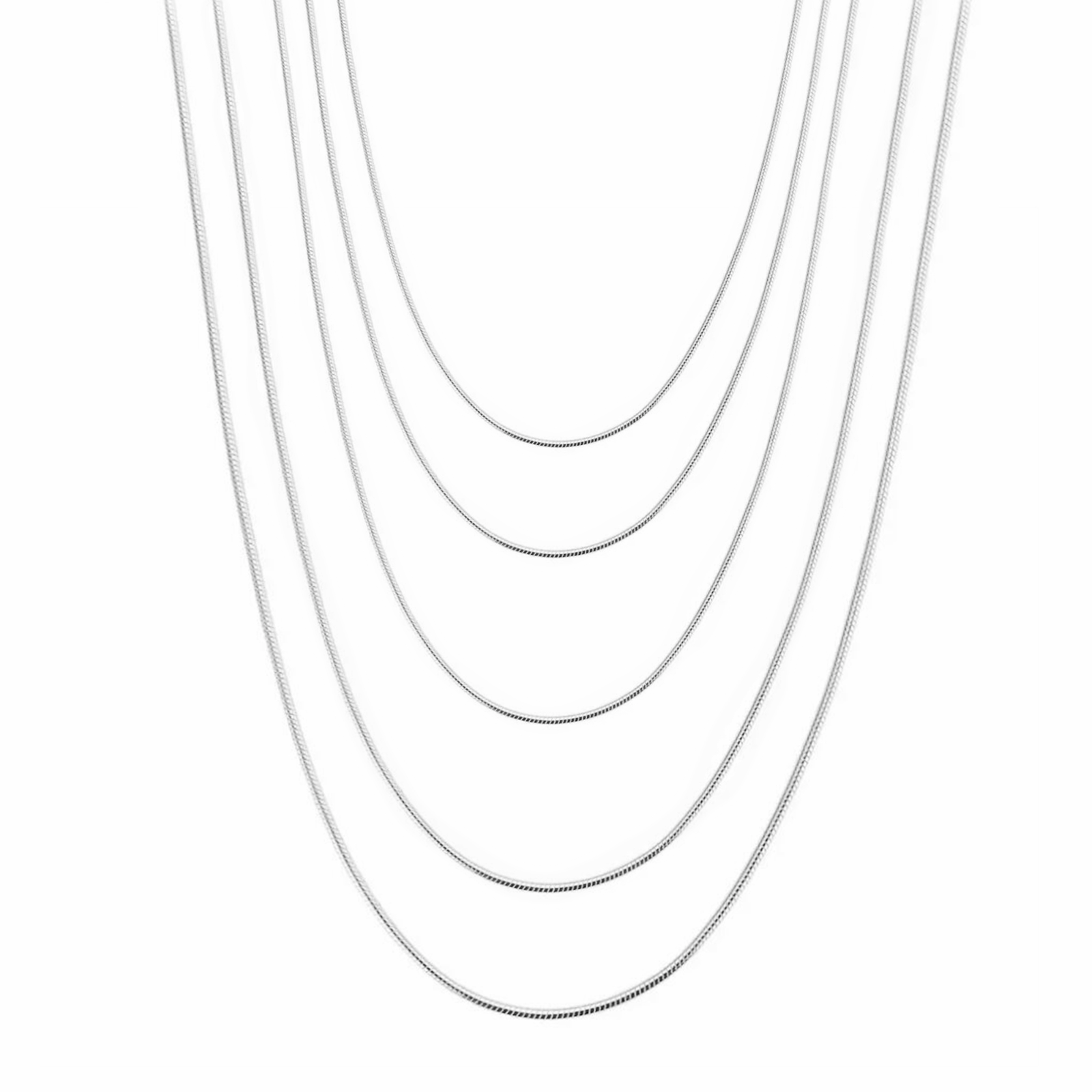 Rhodium on sterling silver chain necklace  0.7mm 1mm Snake Chain 16 - 24'' 40 - 60cm - sugarkittenlondon