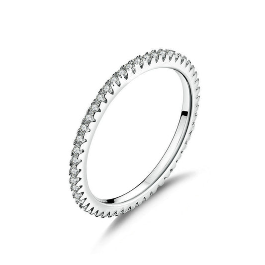 Sterling Silver Full Eternity Ring with CZ in Rhodium , 18K Gold, and Rose Gold - sugarkittenlondon