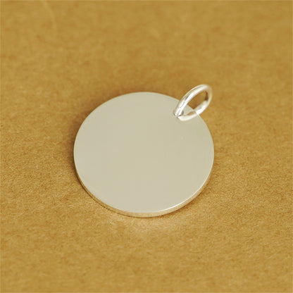 Sterling Silver Plain Round Polished Circle Disc Dot Charm Pendant 22mm 6.5g - sugarkittenlondon
