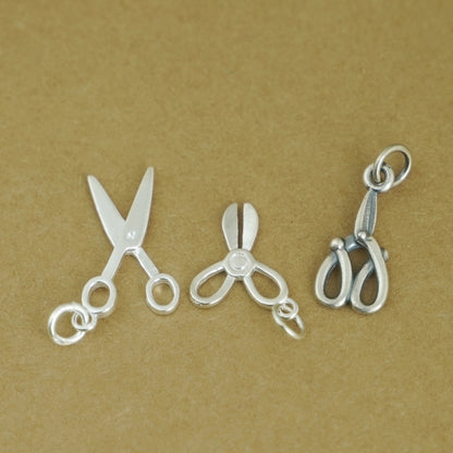 Sterling Silver Oxidized Scissors Charm Pendant Cute Craft Gift II - sugarkittenlondon