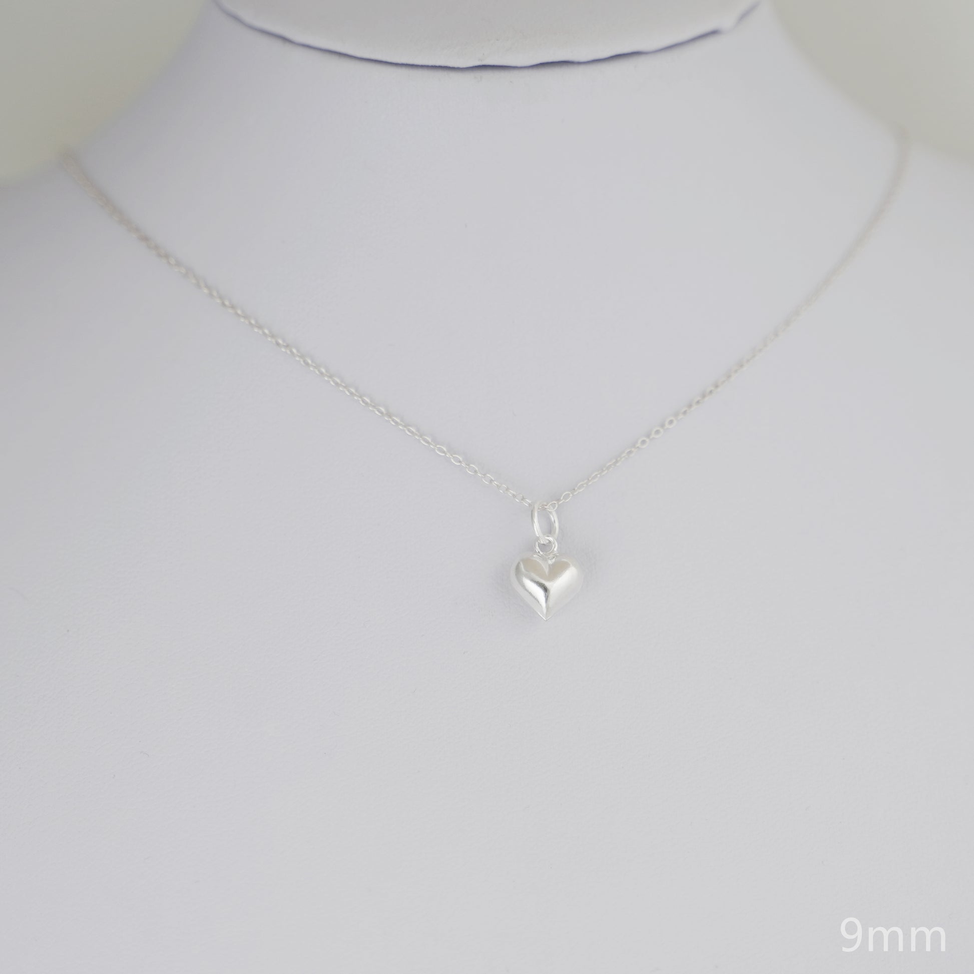 Sterling Silver 3D Puffy Shiny Plain Peach Love Heart Pendant Charm 6 9 13mm - sugarkittenlondon