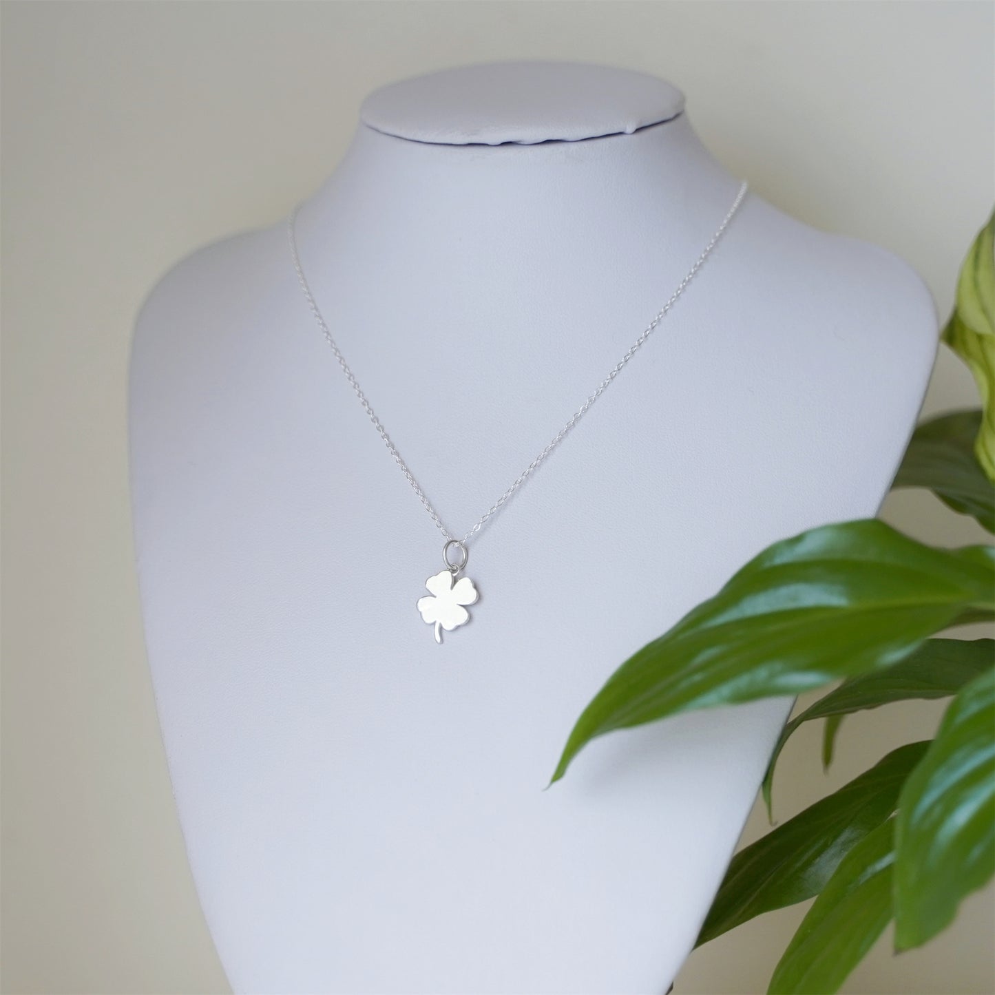 Sterling Silver Clover Pendant with Faith, Hope, Love, and Luck - sugarkittenlondon