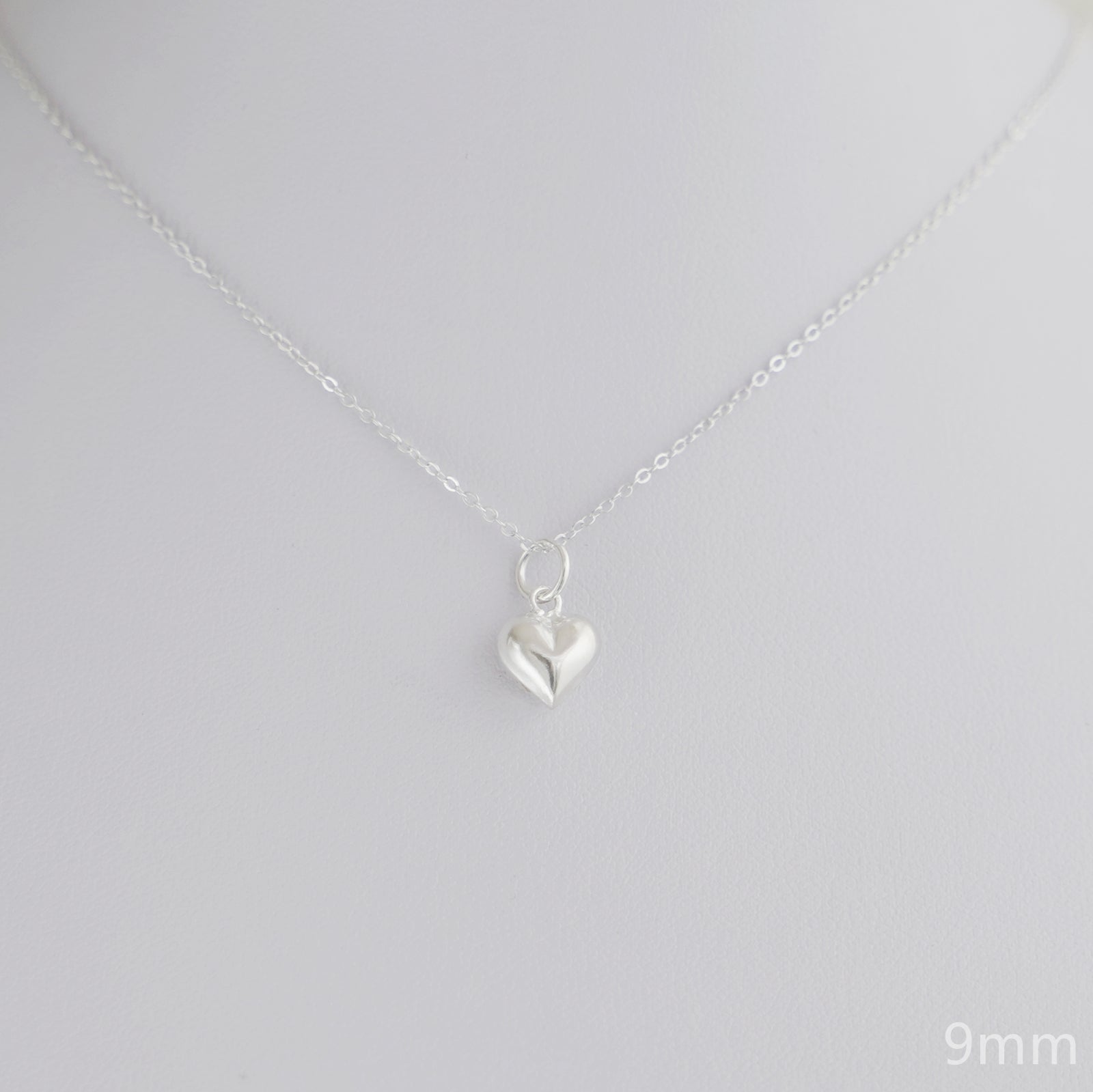 Sterling Silver 3D Puffy Shiny Plain Peach Love Heart Pendant Charm 6 9 13mm - sugarkittenlondon