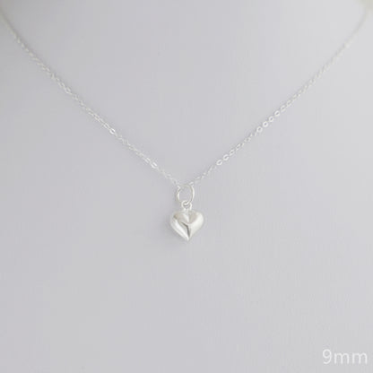 Sterling Silver 3D Puffy Shiny Plain Peach Love Heart Pendant Charm 6 9 13mm - sugarkittenlondon