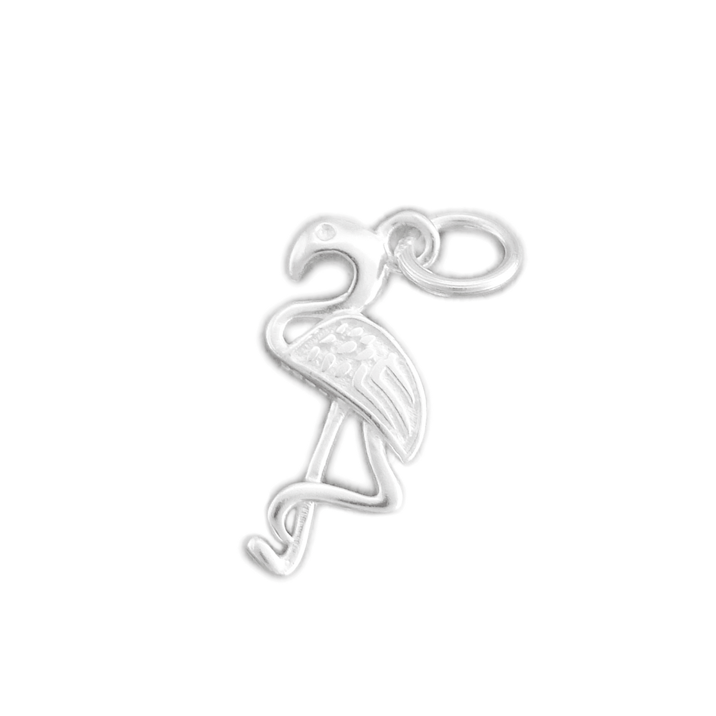 Sterling Silver 3D Plain Detailed Flamingo Bird Charm Pendant - sugarkittenlondon