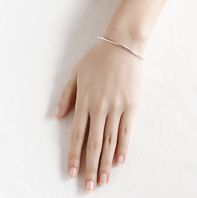 Sterling Silver Bead Ball Noodle Tube Bracelet with Elastic Stretch - sugarkittenlondon