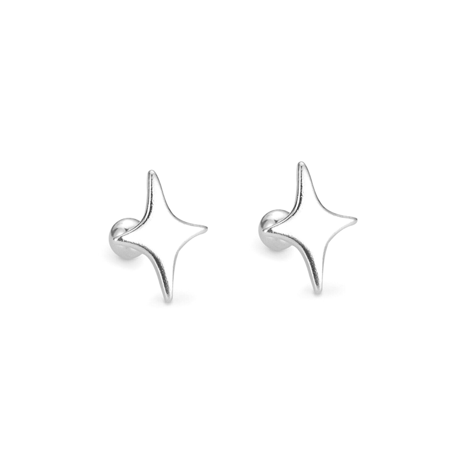 2 Pairs 999 Sterling Silver Stud Earrings, Hypoallergenic Studs