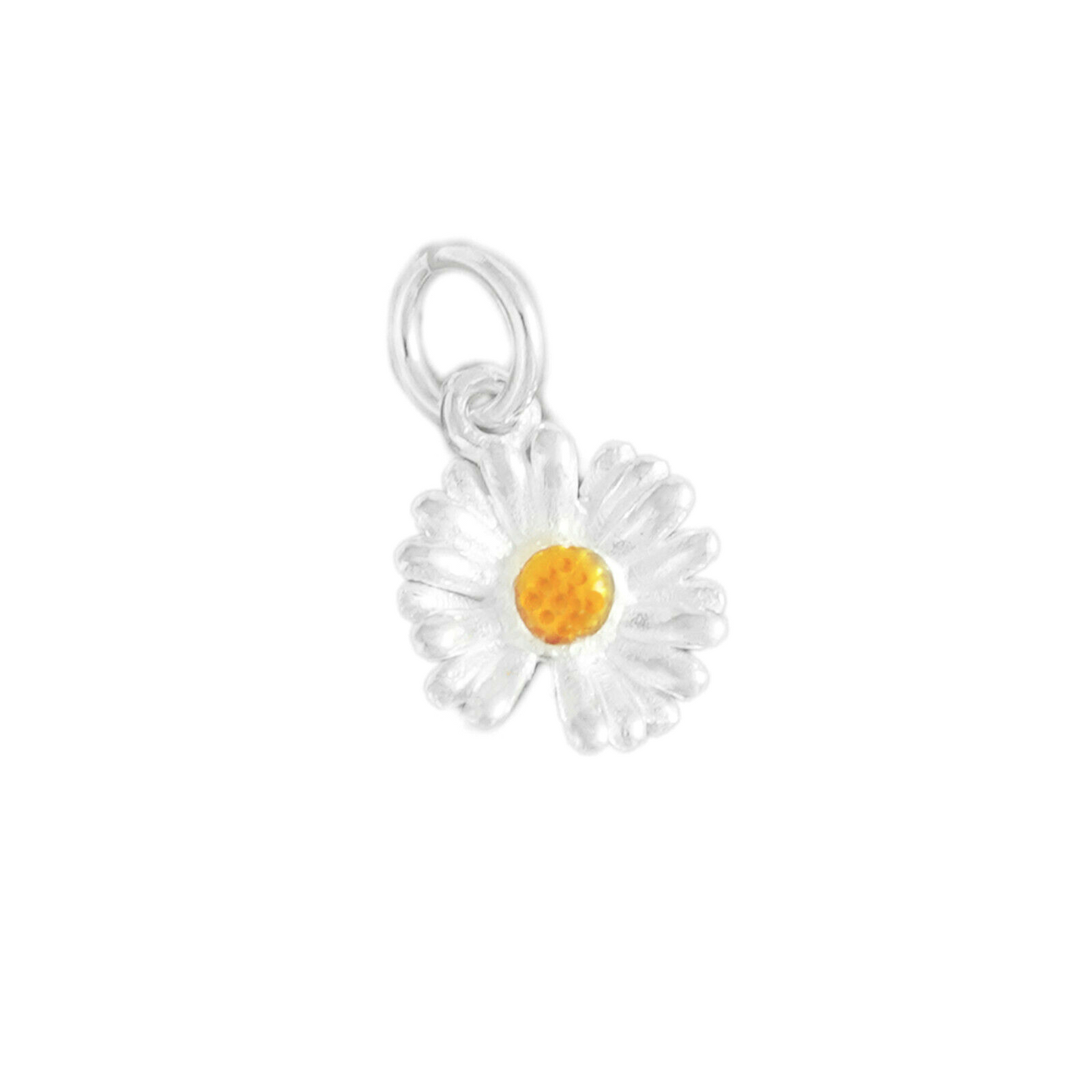 Sterling Silver Yellow Glazed Daisy Flower Charm Pendant Boxed - sugarkittenlondon