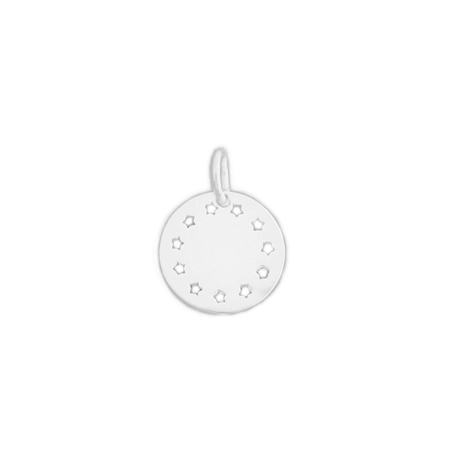 Sterling Silver Shiny Disc Dot Circular Stars Lucky DIY Charm Pendant - sugarkittenlondon