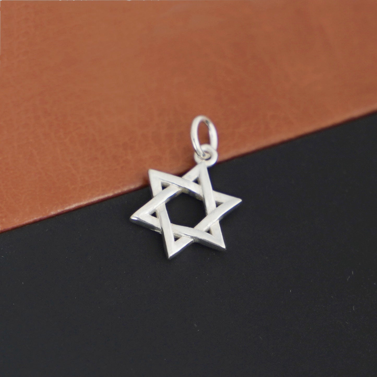 925 Sterling Silver Hollow Six-Pointed Star David Pendant 2 Tones - sugarkittenlondon