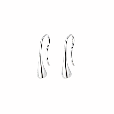 Sterling Silver Plain Shiny Waterdrop Teardrop Hoop Drop Earrings 1.8cm - sugarkittenlondon