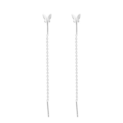 Sterling Silver Butterfly Pull Through Threader Dangle Hook Earrings - sugarkittenlondon