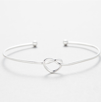 Love Knot Bangle Bracelet in Sterling Silver, 50 x 60mm | Adjustable bracelet - sugarkittenlondon