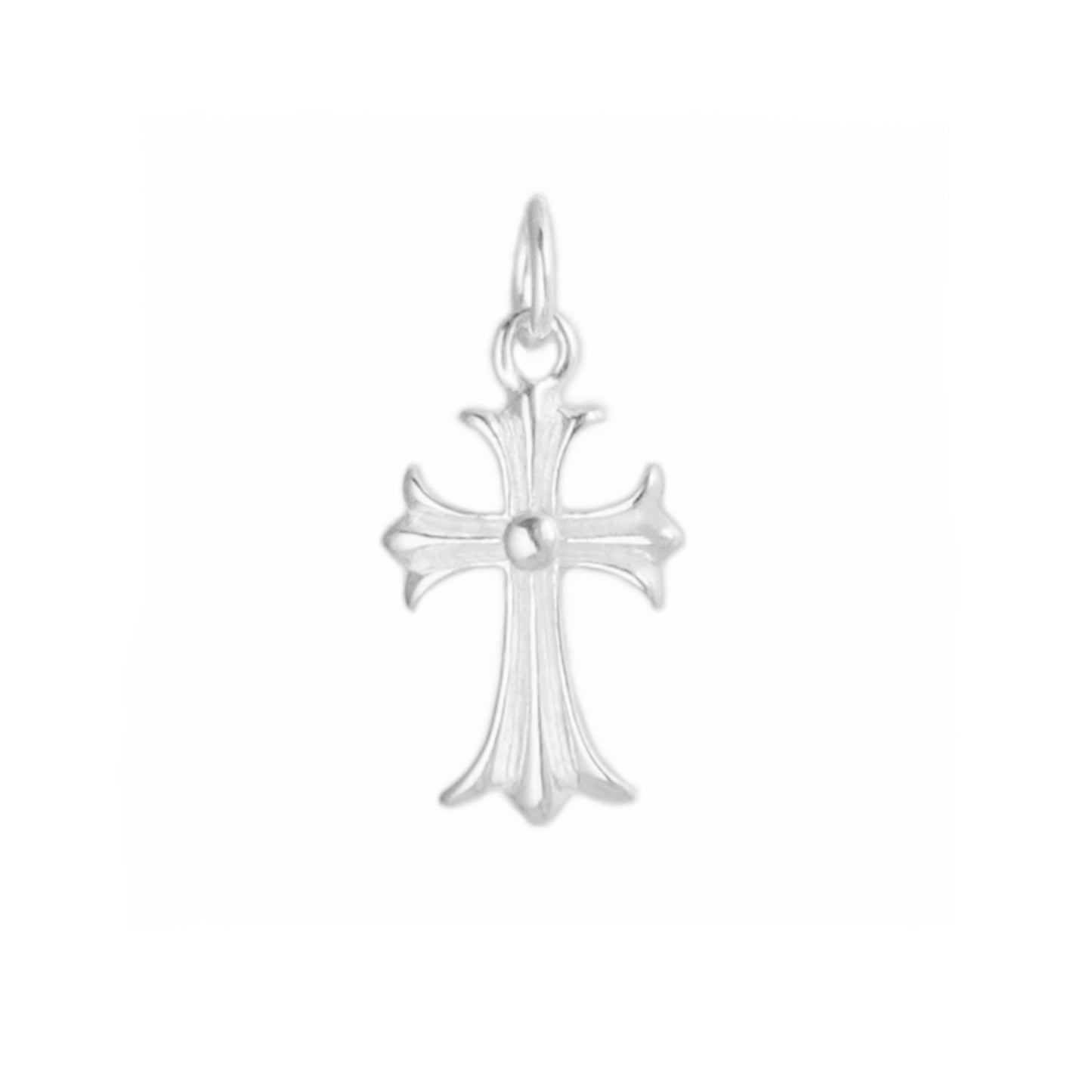 Sterling Silver Cross Pendant with Fleur De Lis Design (15mm x 10mm) - sugarkittenlondon