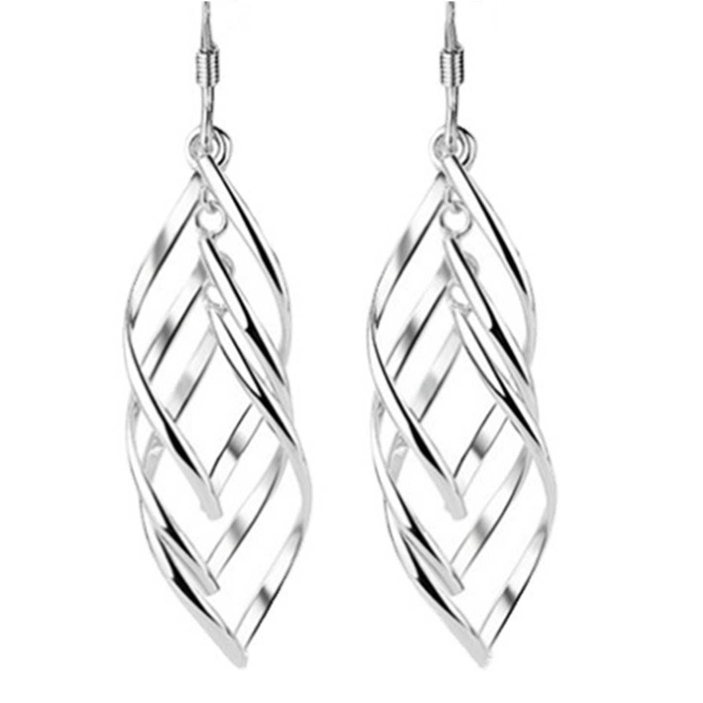 925 Sterling Silver Triple Layer Overlapping Teardrop Hook Earrings - sugarkittenlondon