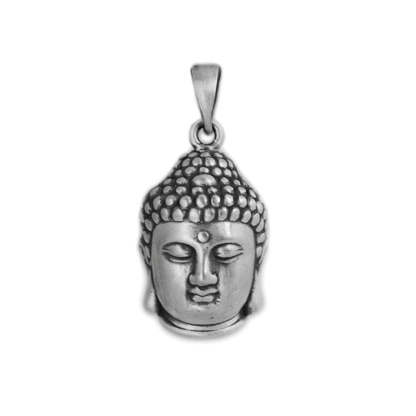 Fine Silver Oxidized 999 Matte Hollow 3D Buddha Head Necklace Bracelet Pendant B - sugarkittenlondon