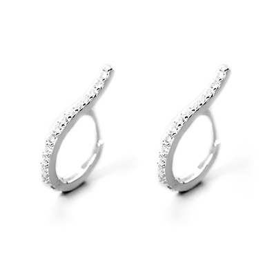 Sterling Silver CZ Eternity Ear Cuff Huggie Hinged Hoop Curvy Cuff Line Earrings - sugarkittenlondon