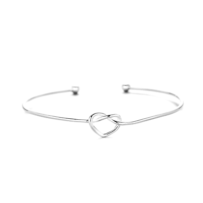 Love Knot Bangle Bracelet in Sterling Silver, 50 x 60mm | Adjustable bracelet - sugarkittenlondon