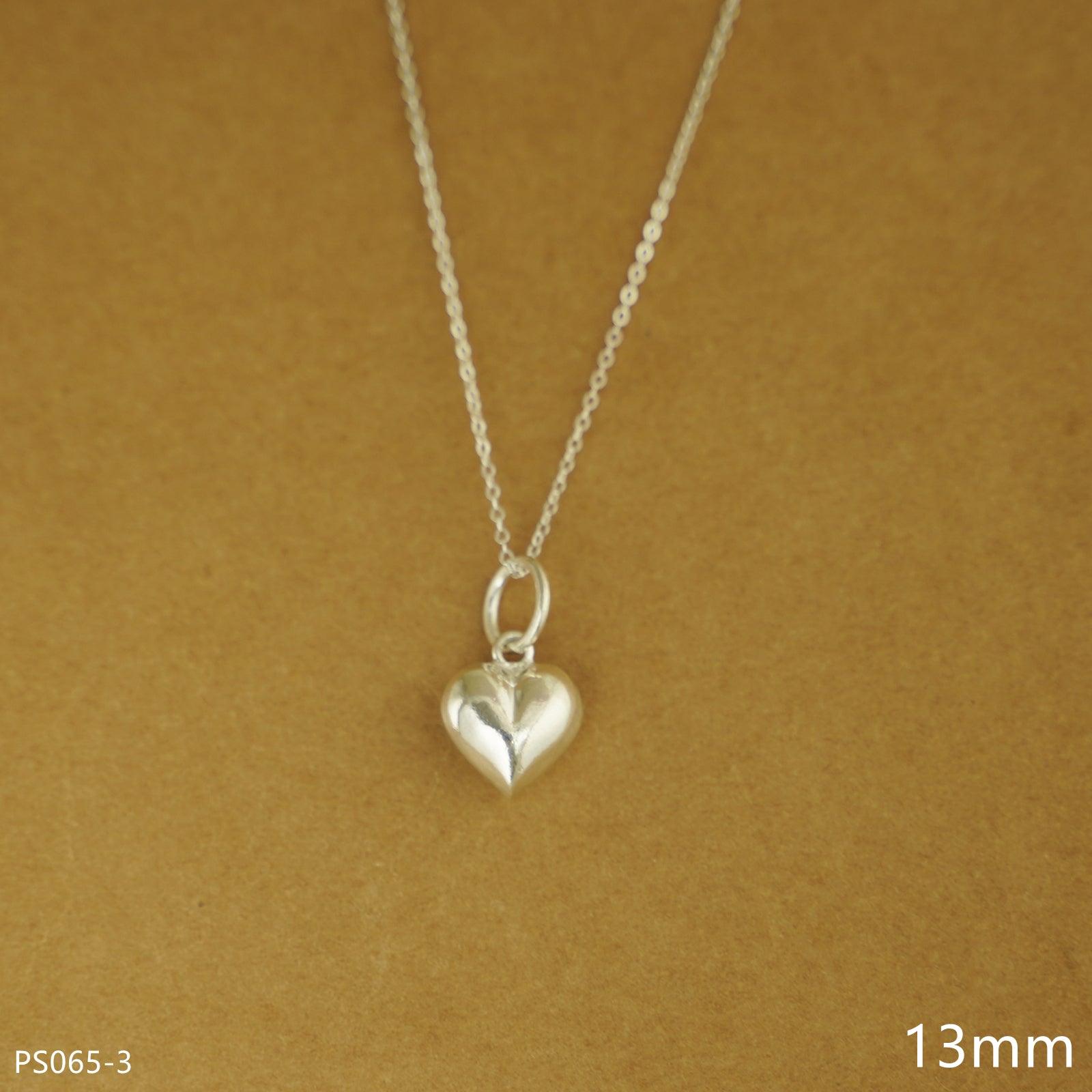 Sterling Silver 3D Puffy Shiny Plain Peach Love Heart Pendant Charm 6 9 13mm - sugarkittenlondon