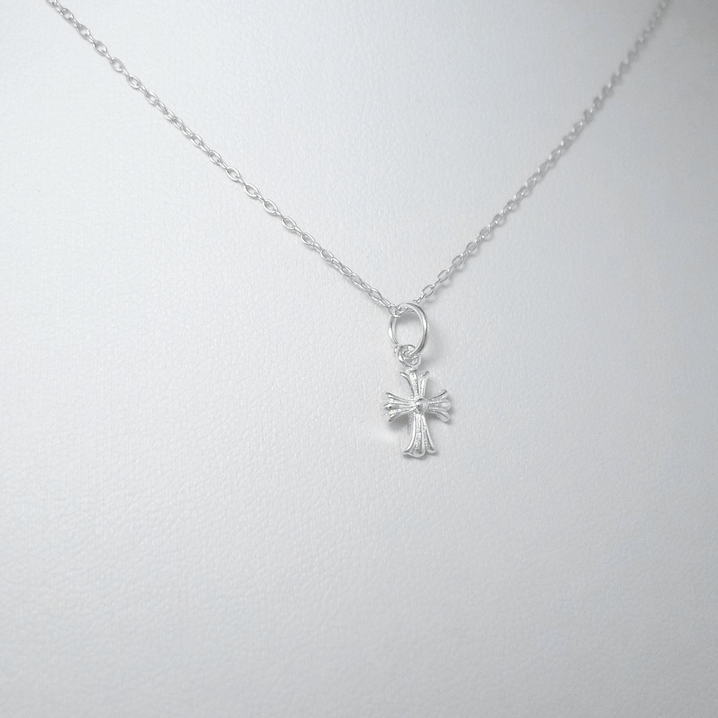 Sterling Silver Small Fleur De Lis Cross Charm Pendant 7mm x 7mm - sugarkittenlondon
