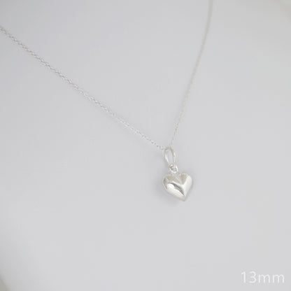 Sterling Silver 3D Puffy Shiny Plain Peach Love Heart Pendant Charm 6 9 13mm - sugarkittenlondon