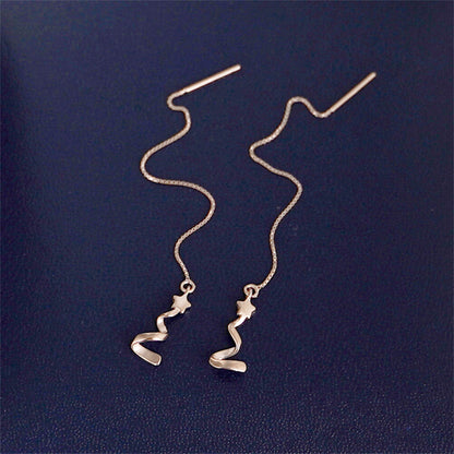 Rose Gold on Sterling Silver Star Ribbon Xmas Tree Pull Through Earrings - sugarkittenlondon