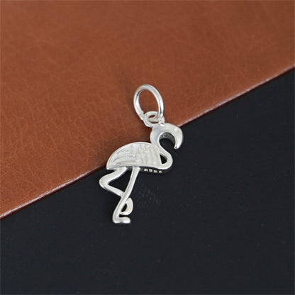 Sterling Silver 3D Plain Detailed Flamingo Bird Charm Pendant - sugarkittenlondon