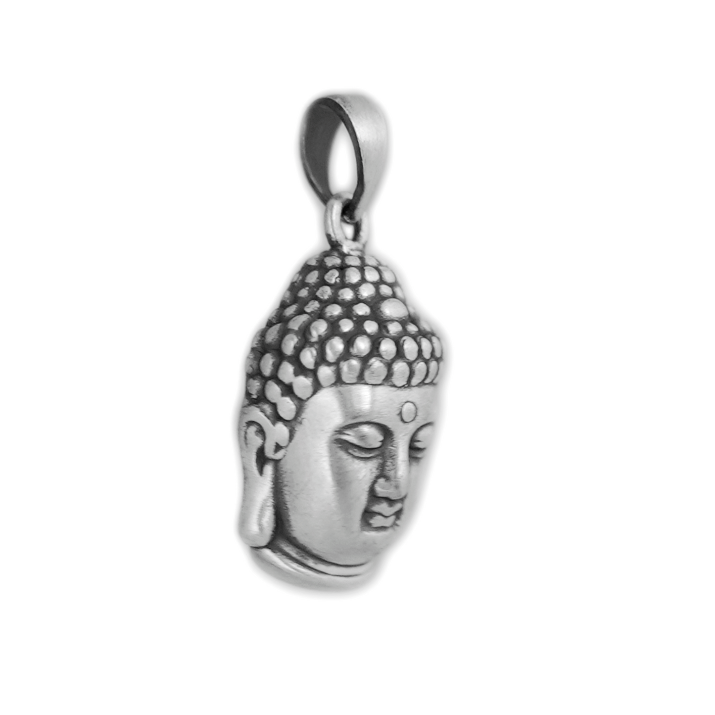 Fine Silver Oxidized 999 Matte Hollow 3D Buddha Head Necklace Bracelet Pendant B - sugarkittenlondon