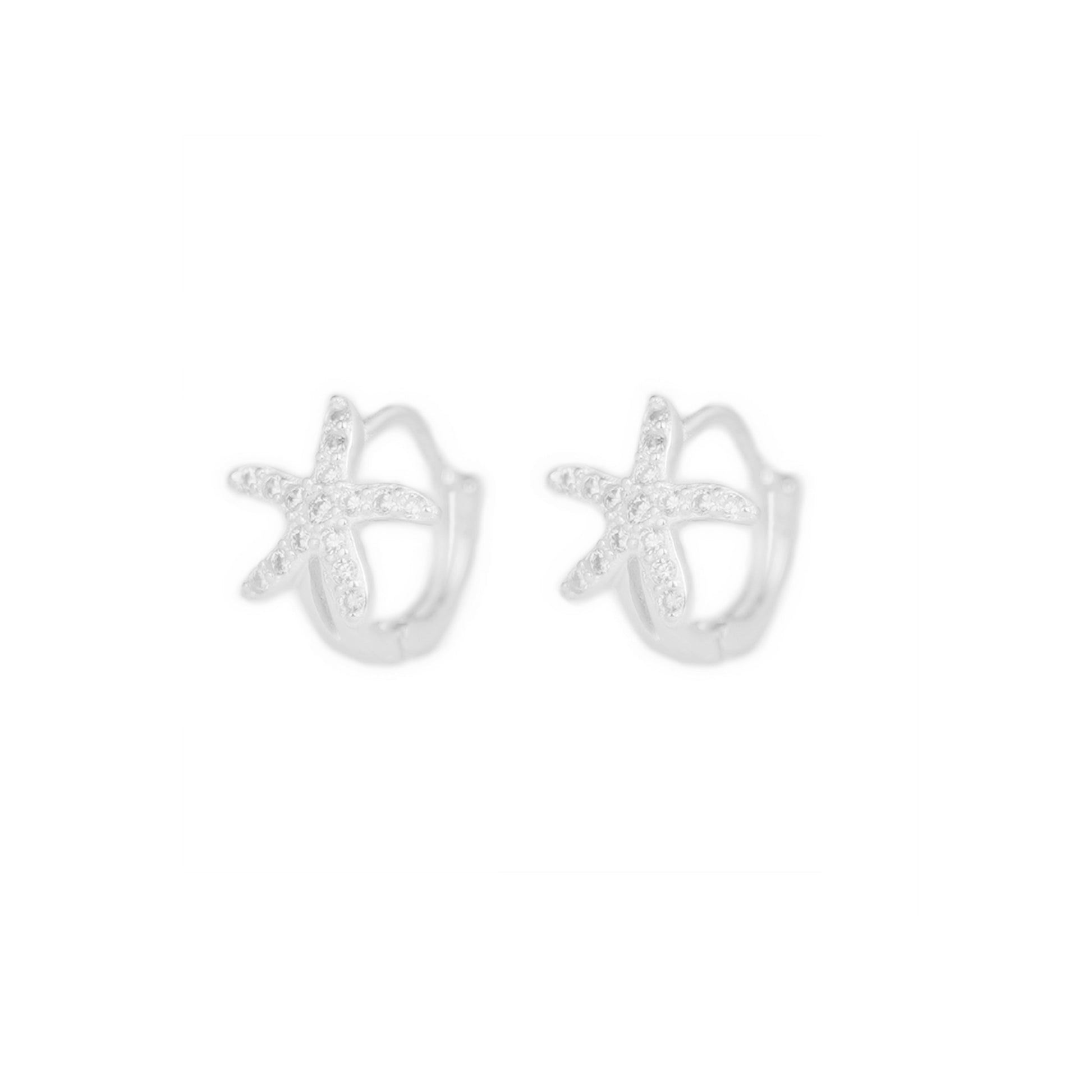 Sterling Silver 9mm hoop earrings actual size starfish hoop earrings - sugarkittenlondon