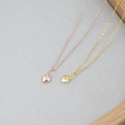 Sterling Silver Solid Small 5mm Plain Love Heart Charm Pendant Necklace - sugarkittenlondon