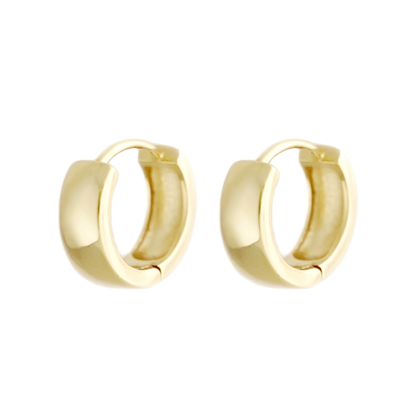 18K Gold on Sterling Silver 10mm Hoop 4.5mm Band Unisex Sleeper Hoop Earrings - sugarkittenlondon