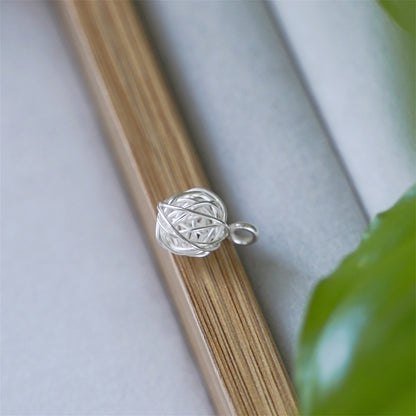 Sterling Silver 3D Twisted Rope Knit Ball Knot Charm Pendant 15mm - sugarkittenlondon