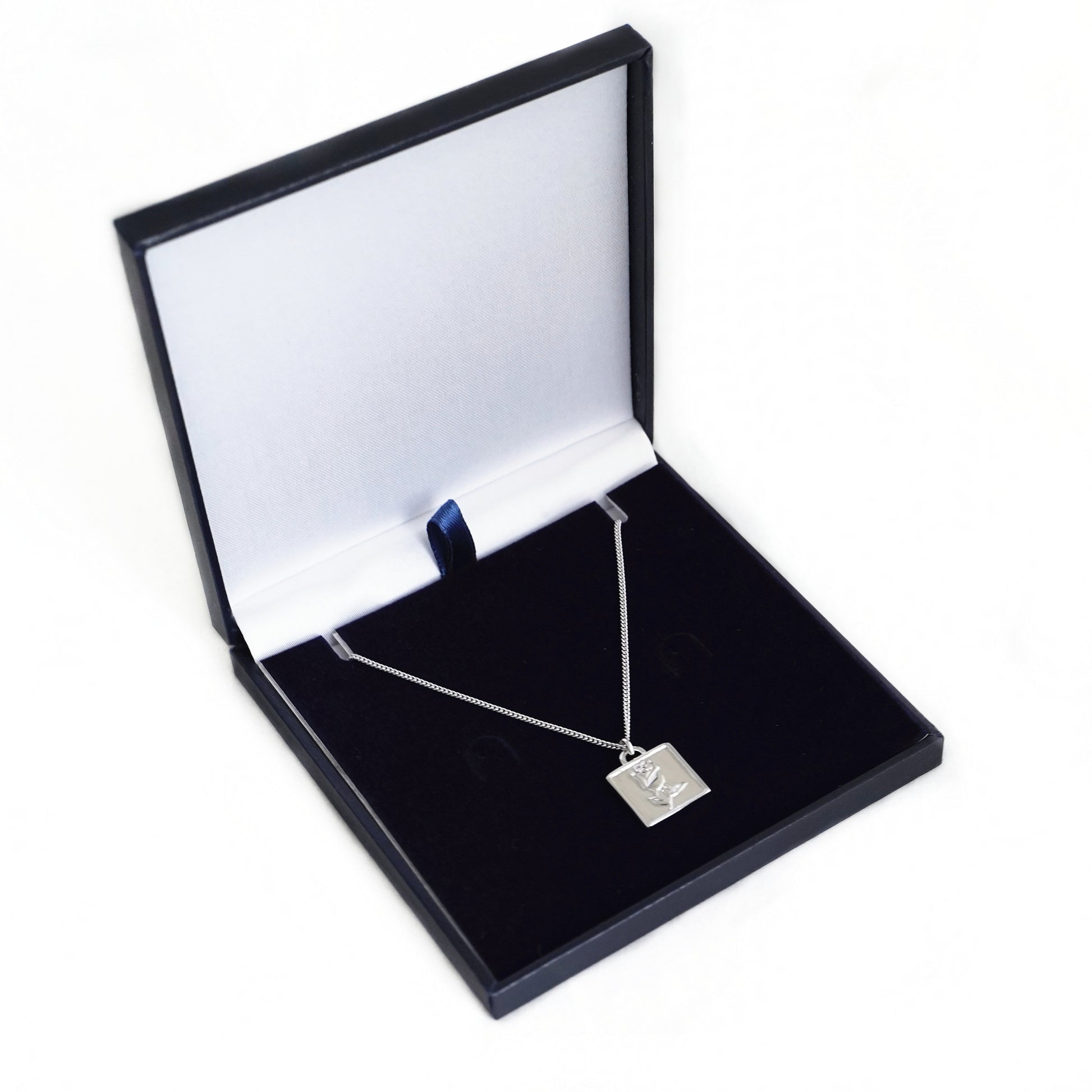 Slimline Dark Blue Leatherette Necklace Jewellery Presentation Display Box Case - sugarkittenlondon