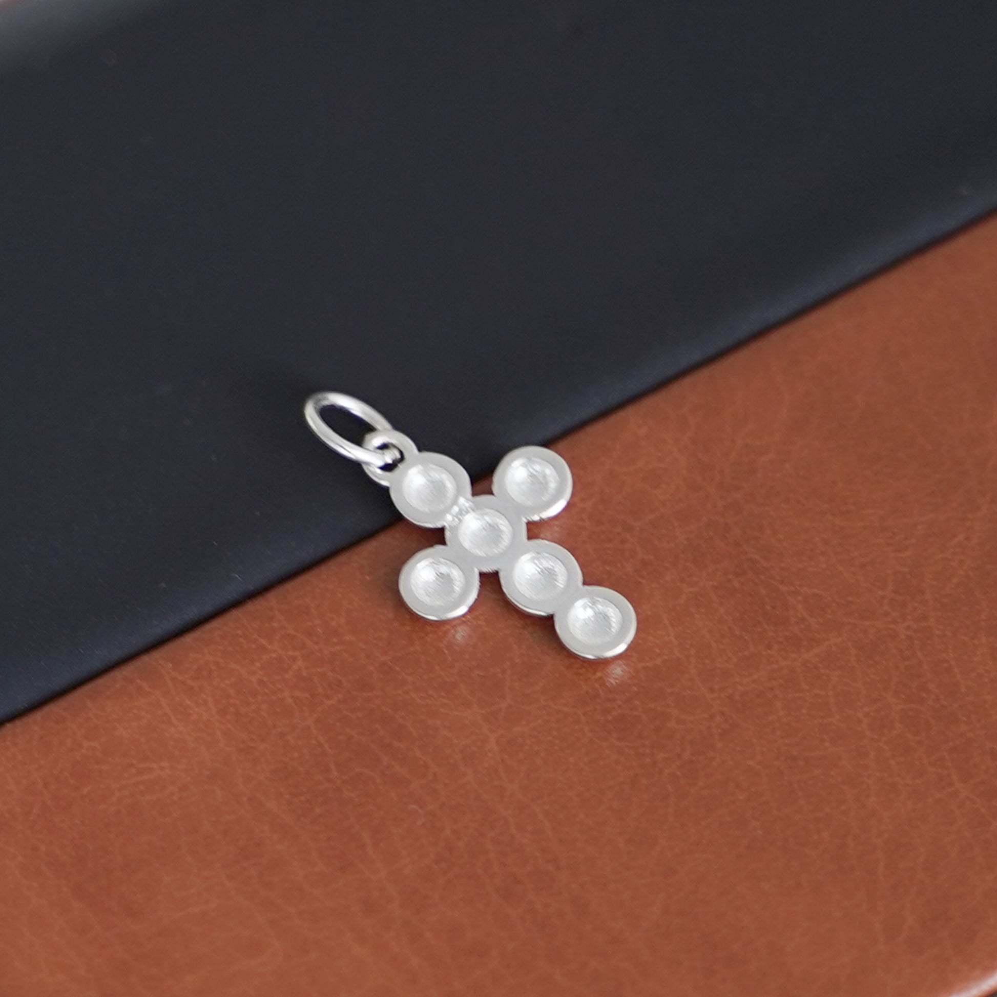 Sterling Silver Bubble Cross Half Balls Beads Charm Pendant - sugarkittenlondon