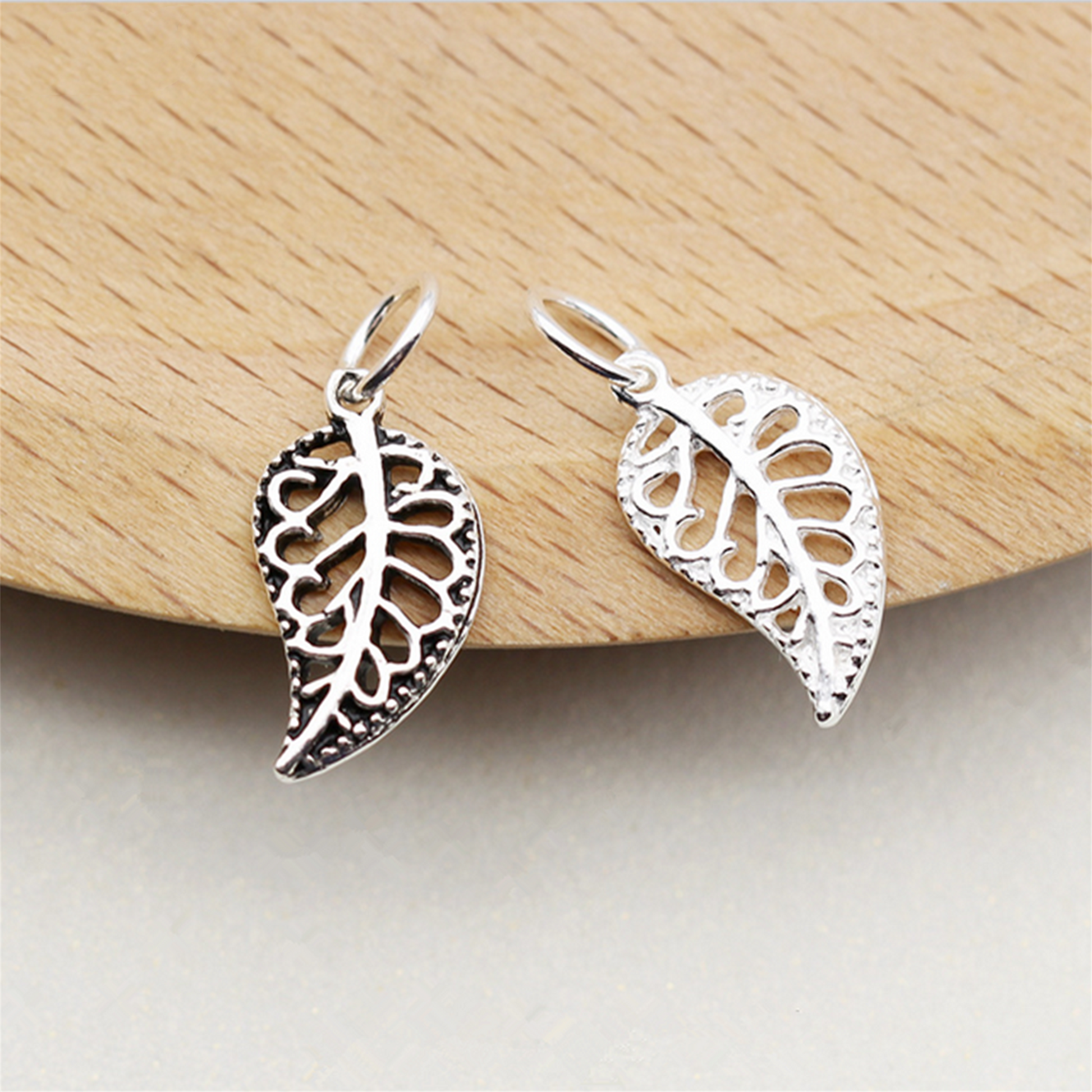 Sterling Silver Filigree Tree Leaf  Pendant Charm for Necklace Bracelet - sugarkittenlondon
