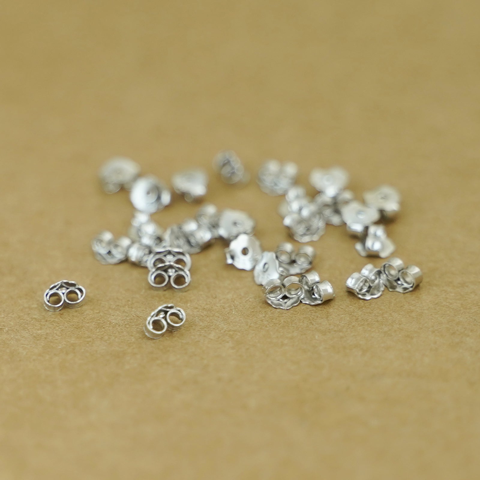 Rhodium on Sterling Silver 4mm Butterfly Backs Fit Stud Earrings Scroll Stopper - sugarkittenlondon