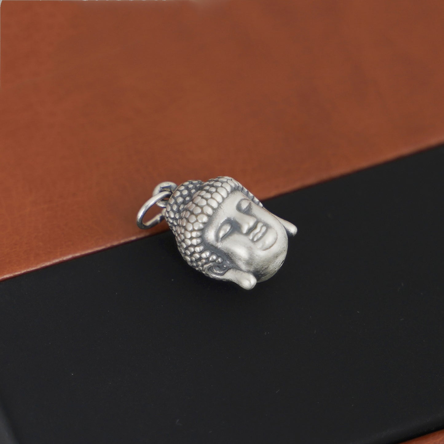 Trendy Hollow 3D Buddha Head Necklace & Bracelet - 999 Fine Silver Oxidized - sugarkittenlondon