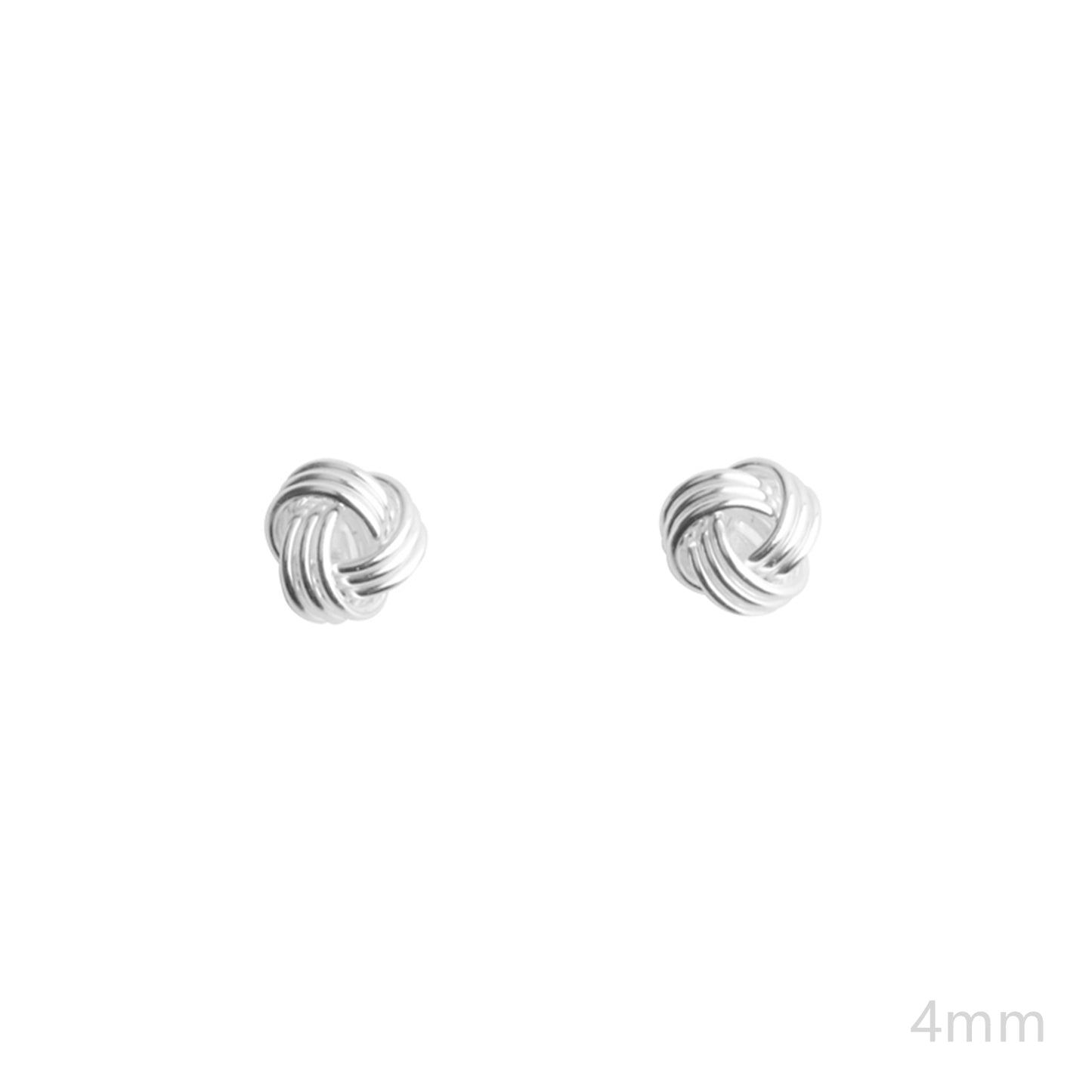 Sterling Silver Twisted Wool Knot Stud Earrings in 3-7mm Sizes - sugarkittenlondon