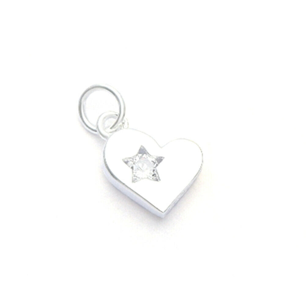 Sterling Silver Star in a Love Heart Cubic Zirconia Pendant - sugarkittenlondon