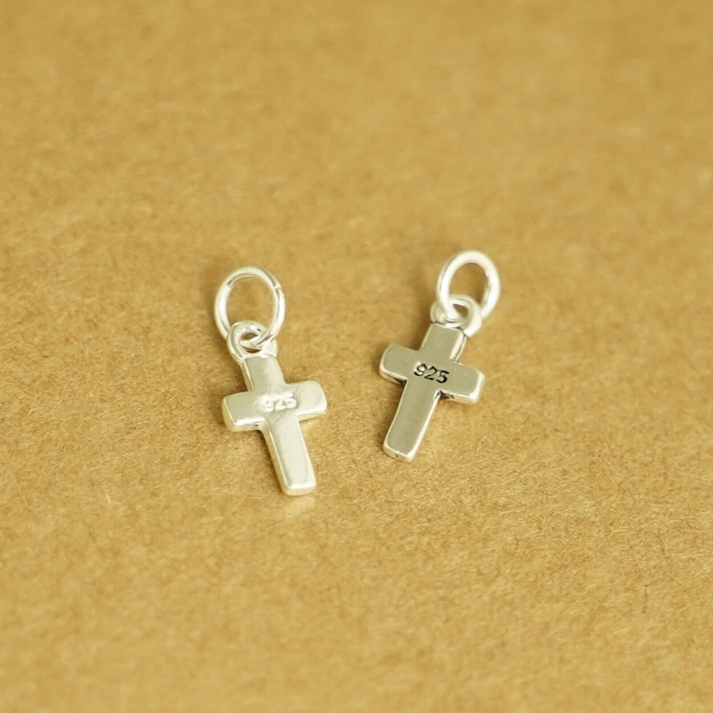 925 Sterling Silver Oxidized Mini Cross Pendant Charms - sugarkittenlondon