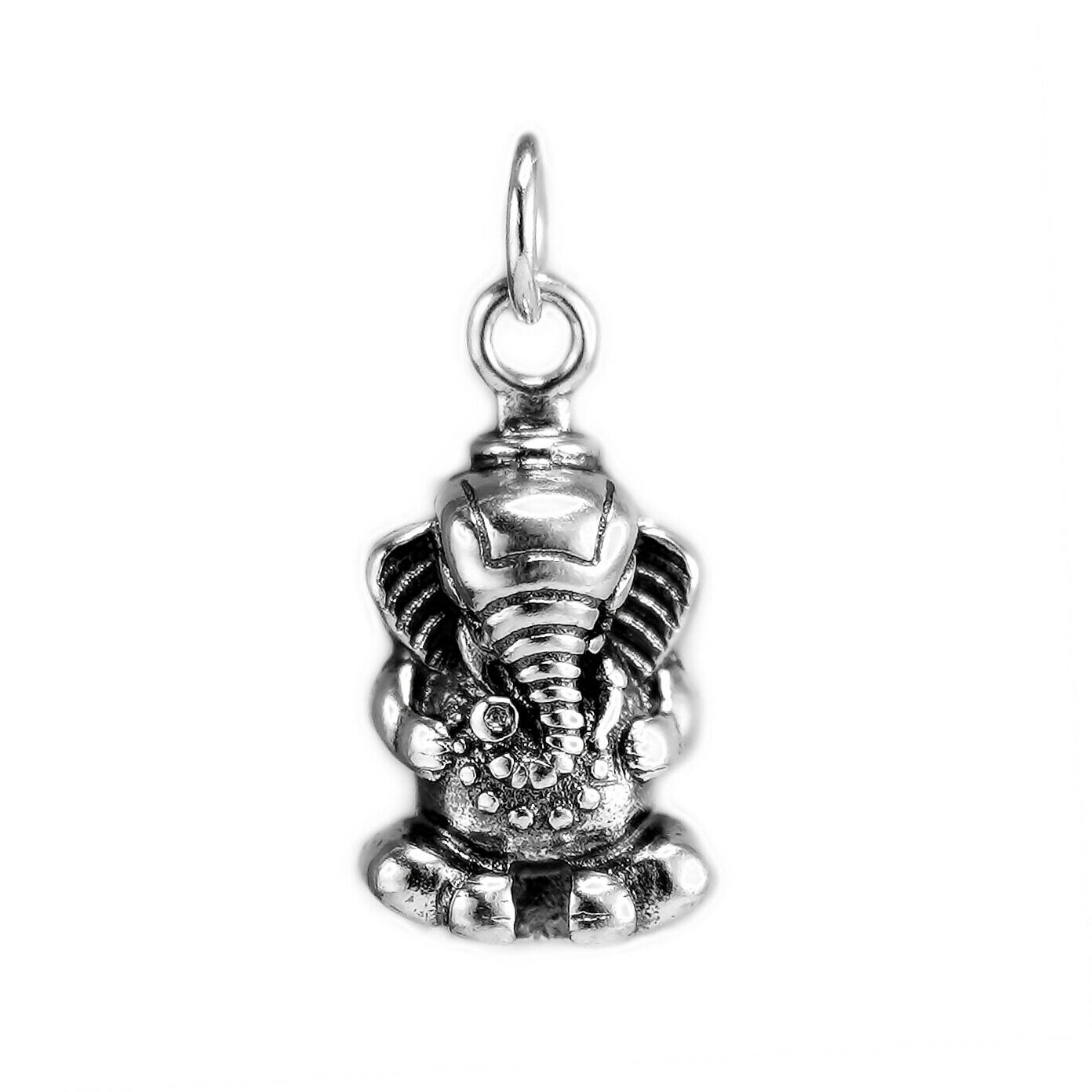 Sterling Silver 3D Ganesh Ganesha Elephant Hindu God Pendant Charm - sugarkittenlondon