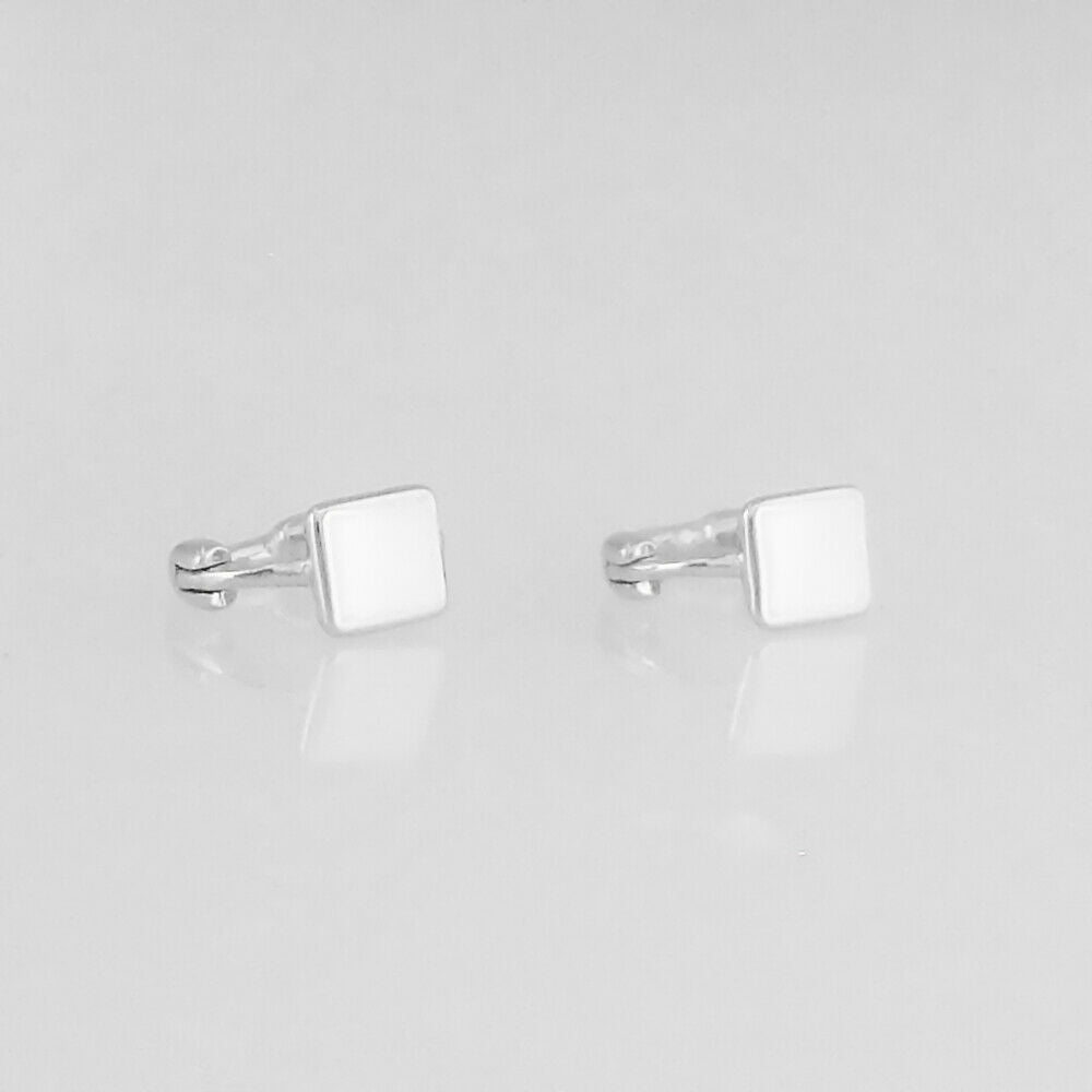 Sterling Silver Mini Hoop Plain Star Square Triangle Huggie Hinged Earrings - sugarkittenlondon