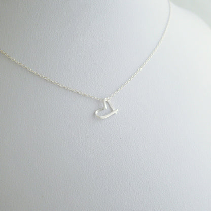 Sterling Silver Floating Love Heart Ribbon Necklace Bracelet Pendant - sugarkittenlondon